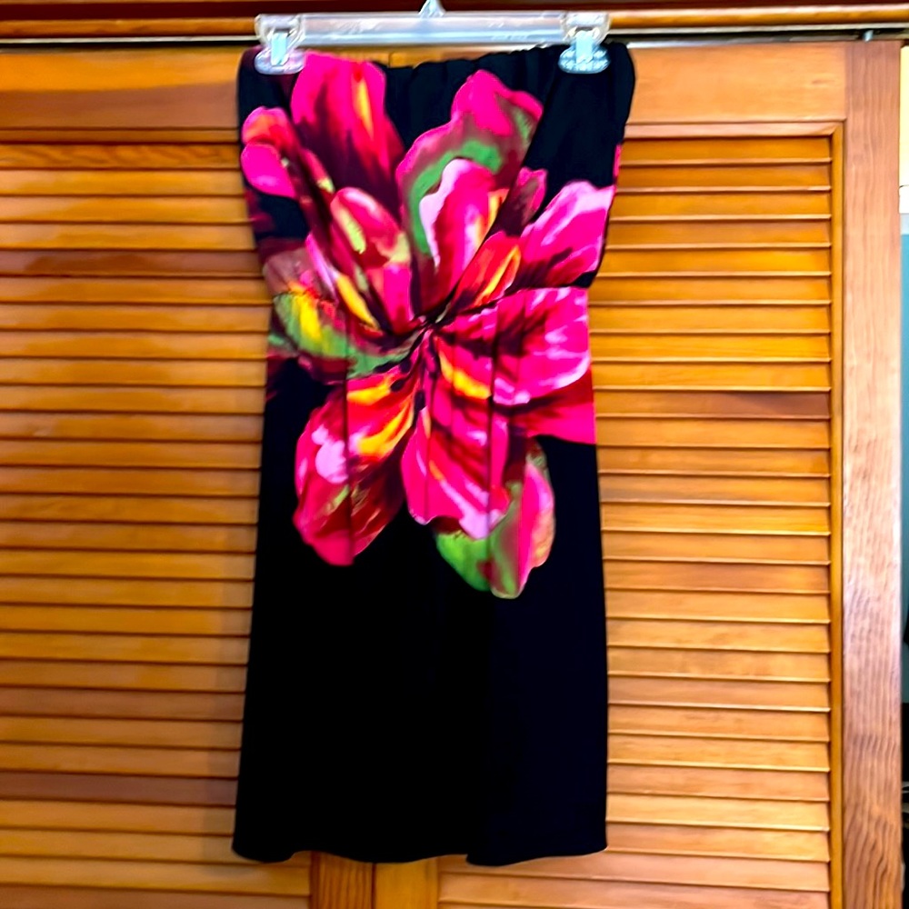 Maurices black strapless floral dress